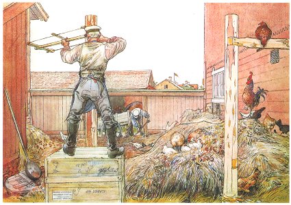 Carl Larsson – Plate 11 [from A Farm: Paintings from a Bygone Age]. Free illustration for personal and commercial use.