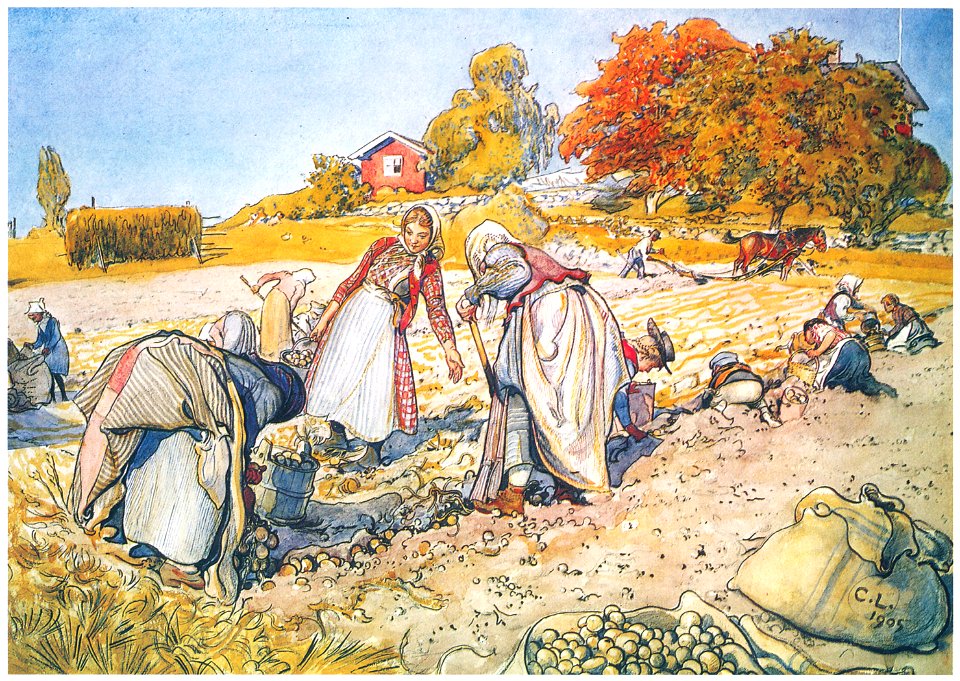 Carl Larsson – Plate 13 [from A Farm: Paintings from a Bygone Age]. Free illustration for personal and commercial use.