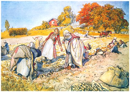 Carl Larsson – Plate 13 [from A Farm: Paintings from a Bygone Age]. Free illustration for personal and commercial use.