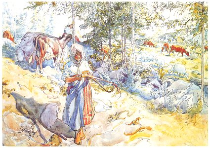 Carl Larsson – Plate 8 [from A Farm: Paintings from a Bygone Age]. Free illustration for personal and commercial use.