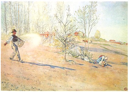 Carl Larsson – Plate 7 [from A Farm: Paintings from a Bygone Age]. Free illustration for personal and commercial use.