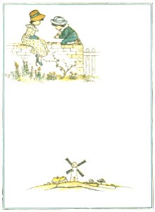 Kate Greenaway – Little Miss Patty and Master Paul Have found two snails on the garden wall [from Under the Window]