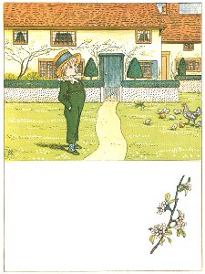 Kate Greenaway – It was Tommy who said, “The sweet spring-time is come [from Under the Window]. Free illustration for personal and commercial use.