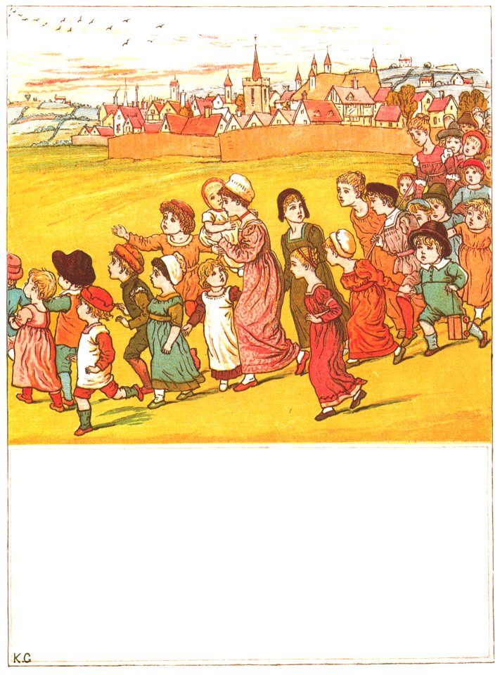 Kate Greenaway – Higgledy, piggledy, see how they run! Hopperty, popperty! what is the fun? [from Under the Window]
