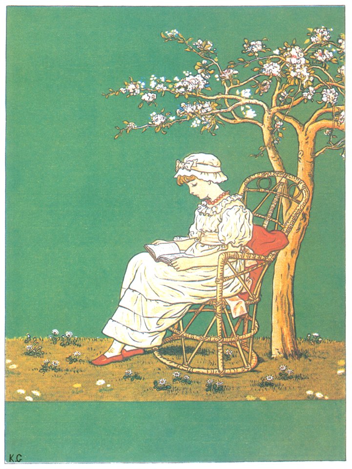 Kate Greenaway – Bemeatj the lilies-tall, white garden lilies- The Princess slept, a charmed sleep alway [from Under the Window]
