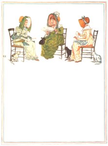 Kate Greenaway – Three tabbies took out their cats to tea, As well-behaved tabbies as well could be [from Under the Window]. Free illustration for personal and commercial use.
