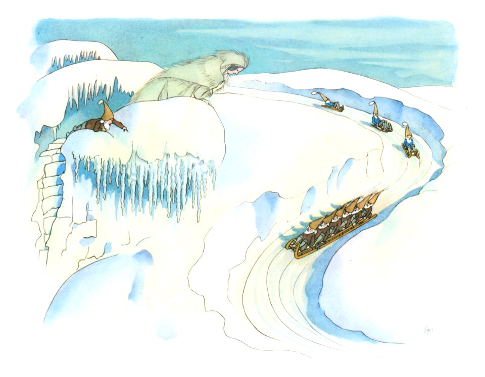 Ernst Kreidolf – Sledging [from Winter’s Tale]