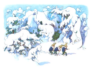 Ernst Kreidolf – Among Snow Monsters [from Winter’s Tale]. Free illustration for personal and commercial use.