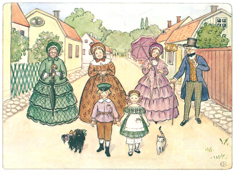 Elsa Beskow – Plate 15 [from Aunt Green, Aunt Brown and Aunt Lavender]