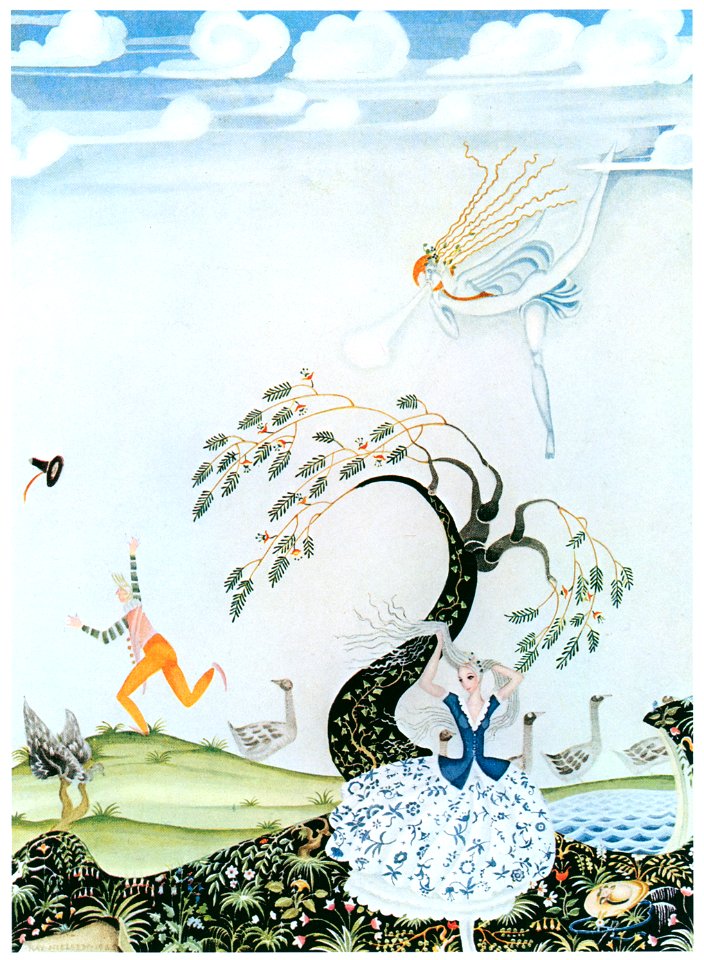 Kay Nielsen – Blow, blow light winds! (The Goosegirl) [from Kay Nielsen]