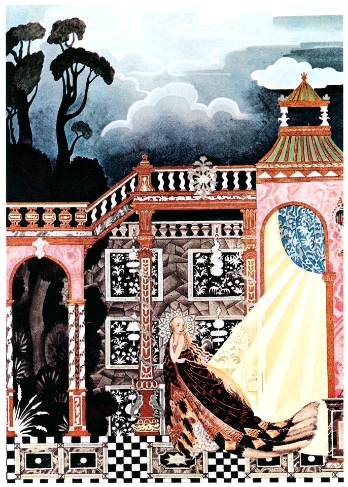 Kay Nielsen – The King could not find her (Noir de Fumée) [from Kay Nielsen]. Free illustration for personal and commercial use.