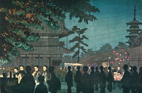 Kobayashi Kiyochika – Night Stalls at Asakusa [from Kiyochika – Ukiyoe meisaku senshū]