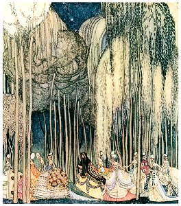 Kay Nielsen – The Princesses on the way to the dance (The Twelve Dancing Princesse) [from Kay Nielsen]. Free illustration for personal and commercial use.
