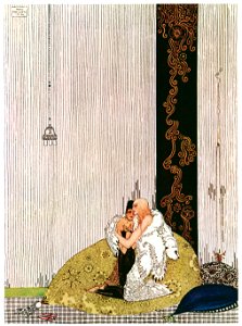 Kay Nielsen – The lad in the bear’s skin and the King of Arabia’s daughter (The Blue Belt) [from Kay Nielsen]. Free illustration for personal and commercial use.