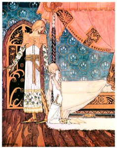 Kay Nielsen – “Tell me the way, then,” she said, “and I’ll search you out” (East of the Sun and West of the Moon) [from Kay Nielsen]. Free illustration for personal and commercial use.