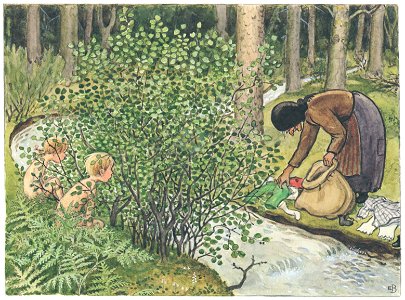 Elsa Beskow – Plate 10 [from Peter and Lotta’s Adventure]. Free illustration for personal and commercial use.