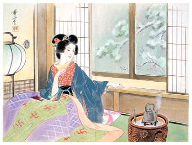 Takabatake Kashō – Beautiful Women in December [from Catalogue of Takabatake Kashō Taisho Roman Museum]