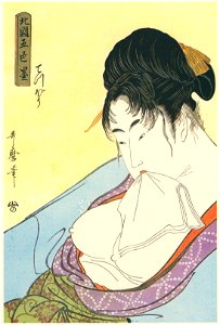 Kitagawa Utamaro – Five Kinds of Ladies at Yoshiwara – Teppo [from Utamaro – Ukiyoe meisaku senshū I]. Free illustration for personal and commercial use.