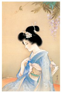 Takabatake Kashō – Beautiful Figure in Late Spring [from Catalogue of Takabatake Kashō Taisho Roman Museum]. Free illustration for personal and commercial use.