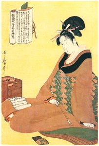 Kitagawa Utamaro – After the Utamaro Fashion – Reading a Letter [from Utamaro – Ukiyoe meisaku senshū I]