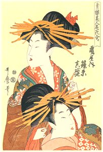 Kitagawa Utamaro – A Pair of Beauties at Gay Quarters – Shinohara and Masagi of Tsuruya [from Utamaro – Ukiyoe meisaku senshū I]