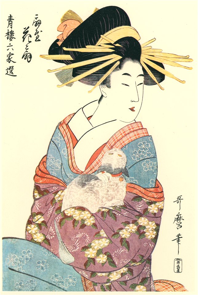 Kitagawa Utamaro – Six Beauties at Gay Quarters – Hanaogi of Ogiya [from Utamaro – Ukiyoe meisaku senshū I]