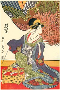 Kitagawa Utamaro – Three Beauties at Matsubaro – Wakamurasaki [from Utamaro – Ukiyoe meisaku senshū I]. Free illustration for personal and commercial use.