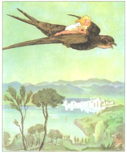 Elsa Beskow – Plate 14 [from Thumbelina]. Free illustration for personal and commercial use.