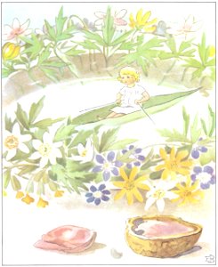 Elsa Beskow – Plate 3 [from Thumbelina]. Free illustration for personal and commercial use.