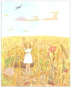Elsa Beskow – Plate 13 [from Thumbelina]. Free illustration for personal and commercial use.