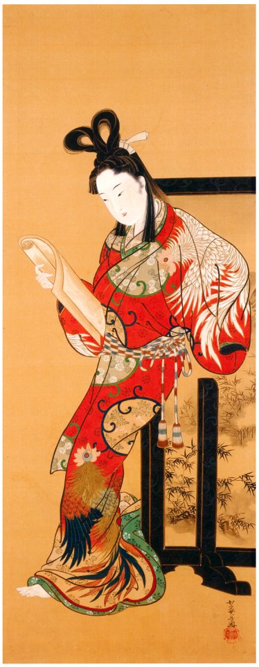 Kawanabe Kyōsai – Beauty Reading a Letter [from Kyosai: master painter and his student Josiah Coder]