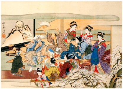 Kawanabe Kyōsai – Party in the Yoshiwara Pleasure Quarters [from Kyosai: master painter and his student Josiah Coder]