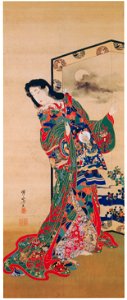 Kawanabe Kyōsai – The Paradise Courtesan Gokuraku dayû [from Kyosai: master painter and his student Josiah Coder]. Free illustration for personal and commercial use.