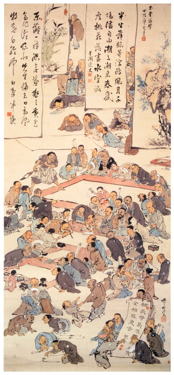 Kawanabe Kyōsai – Calligraphy and Painting Party [from Kyosai: master painter and his student Josiah Coder]