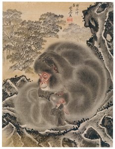 Kawanabe Kyōsai – Monkeys [from Kyosai: master painter and his student Josiah Coder]. Free illustration for personal and commercial use.