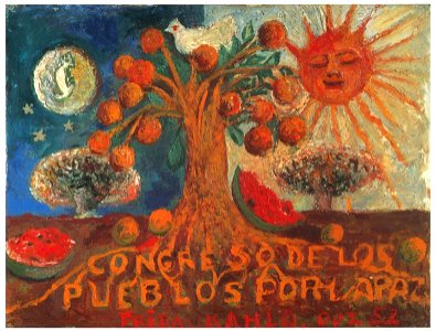 Frida Kahlo – Congress of People for Peace [from Women Surrealists in Mexico]. Free illustration for personal and commercial use.