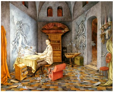 Remedios Varo – Harmony [from Women Surrealists in Mexico]. Free illustration for personal and commercial use.