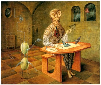 Remedios Varo – Creation of the Birds [from Women Surrealists in Mexico]. Free illustration for personal and commercial use.