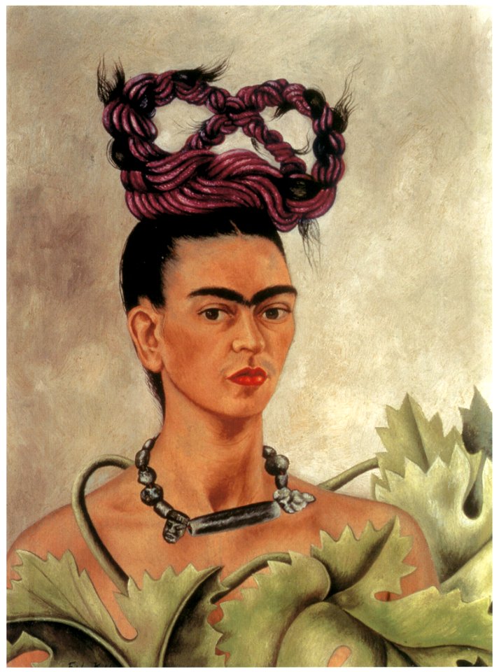 Frida Kahlo – Self-portrait with Braid [from Women Surrealists in Mexico]. Free illustration for personal and commercial use.