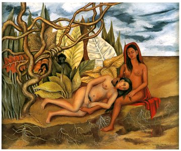 Frida Kahlo – Two Nudes in the Forest [from Women Surrealists in Mexico]. Free illustration for personal and commercial use.