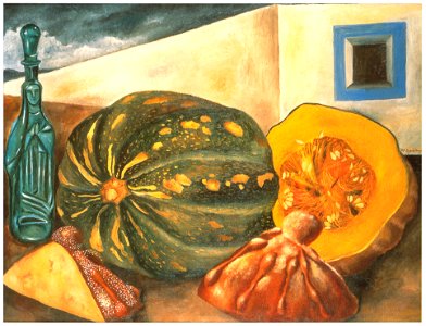 María Izquierdo – Pumpkins with Bread Offered for the Dead [from Women Surrealists in Mexico]. Free illustration for personal and commercial use.