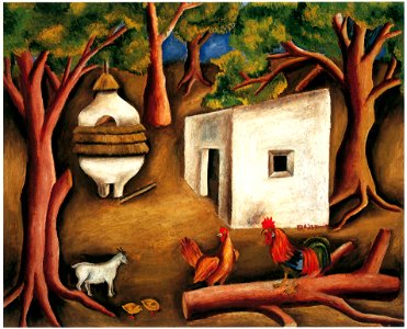 María Izquierdo – The Roosters [from Women Surrealists in Mexico]. Free illustration for personal and commercial use.