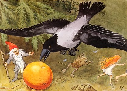 Elsa Beskow – Plate 9 [from The Sun Egg]. Free illustration for personal and commercial use.