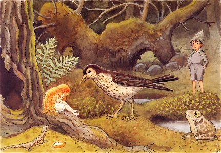 Elsa Beskow – Plate 10 [from The Sun Egg]. Free illustration for personal and commercial use.