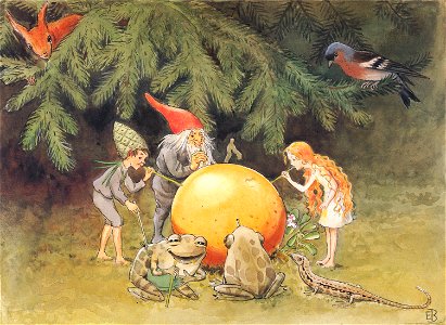 Elsa Beskow – Plate 8 [from The Sun Egg]. Free illustration for personal and commercial use.