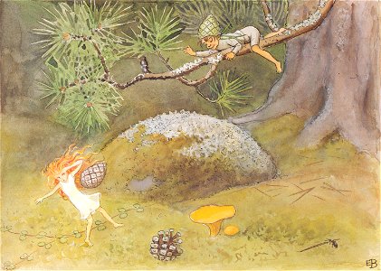 Elsa Beskow – Plate 4 [from The Sun Egg]. Free illustration for personal and commercial use.