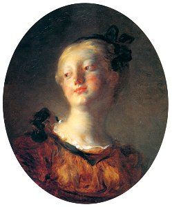 Jean-Honoré Fragonard – Tête de jeune femme [from Three Masters of French Rocco]. Free illustration for personal and commercial use.