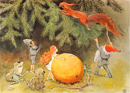 Elsa Beskow – Plate 7 [from The Sun Egg]. Free illustration for personal and commercial use.