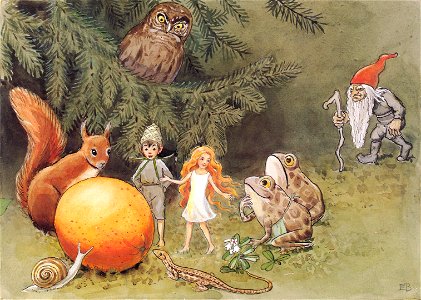Elsa Beskow – Plate 6 [from The Sun Egg]. Free illustration for personal and commercial use.
