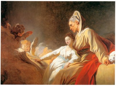 Jean-Honoré Fragonard – L’Éducation de la Vierge [from Three Masters of French Rocco]. Free illustration for personal and commercial use.